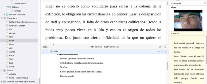 scrivener pantalla dividida
